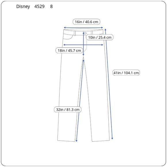 Disney Store Jeans‎ Womens 8 Cotton Blue Tinkerbell High Waist Straight Leg - Picture 8 of 8
